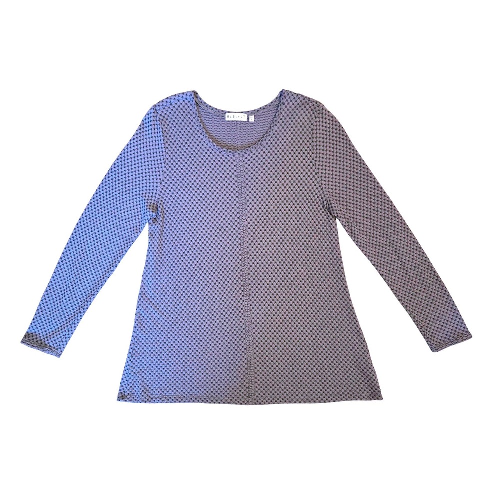 Habitat Womens M Chic Artsy Blue Textured Bubble Knit Long Sleeve Scoop Neck Top